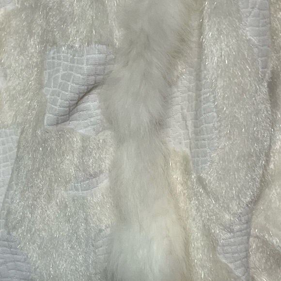 ASHRO White Rabbit Fur Coat w/Rhinestone Button Accents Plus-Size 18 - Picture 5 of 9